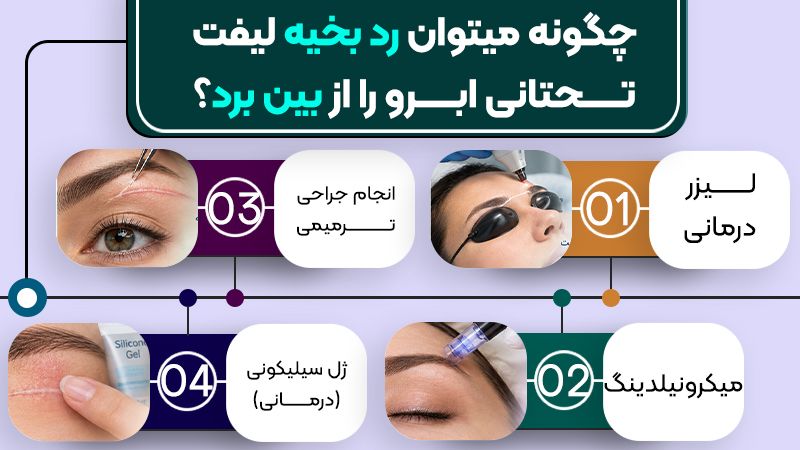 آیا رد بخیه لیفت تحتانی ابرو دائمی است؟ 2 چگونه میتوان رد بخیه لیفت تحتانی ابرو را از بین برد؟