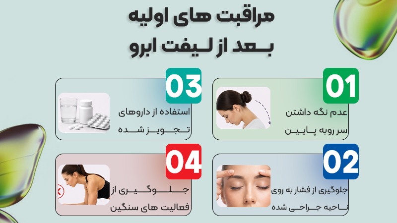 مراقبتهای بعد از لیفت دایرکت ابرو 1 کلیه مراقبتهای لیفت ابرو