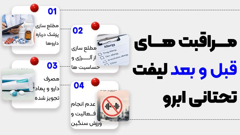 آیا لیفت تحتانی ابرو نیاز به بیهوشی دارد؟ 1 مراقبتهای قبل و بعد از استفاده بیحسی در لیفت تحتانی ابرو